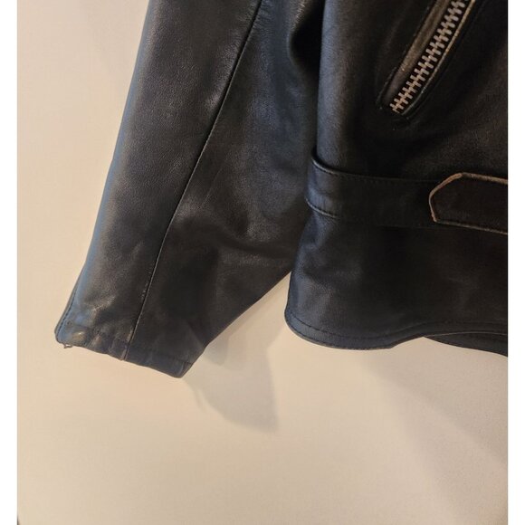 Vintage Bullskins Black Leather Jacket Biker Rocker Motorcycle Moto Womens 14 - Picture 7 of 16